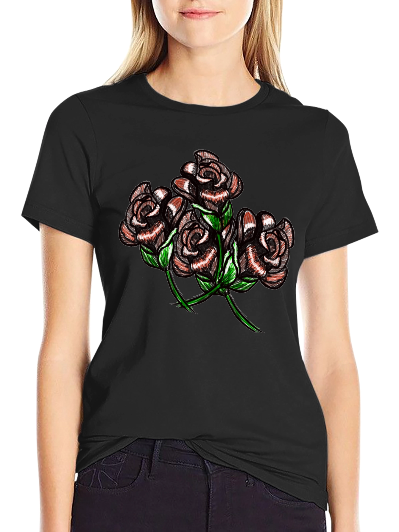 Black Rose Graphic Tee - Mens Casual T-Shirt