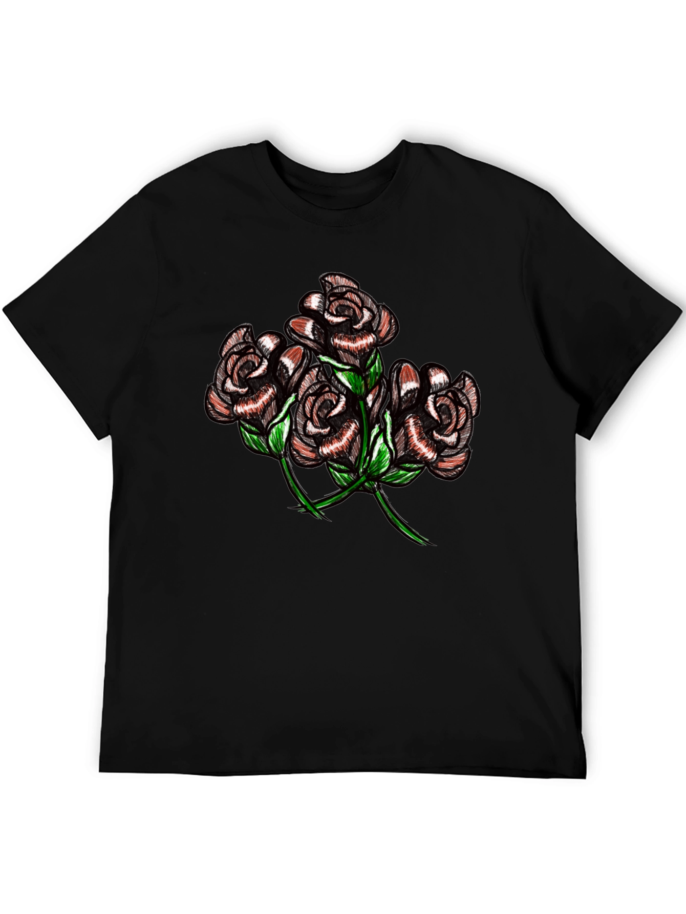 Black Rose Graphic Tee - Mens Casual T-Shirt