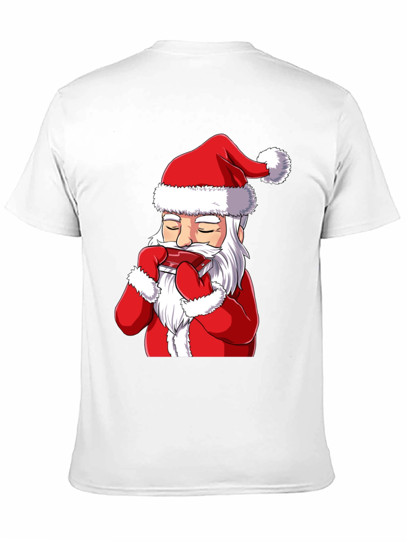 Santa Claus Harmonica Player Graphic T-Shirt