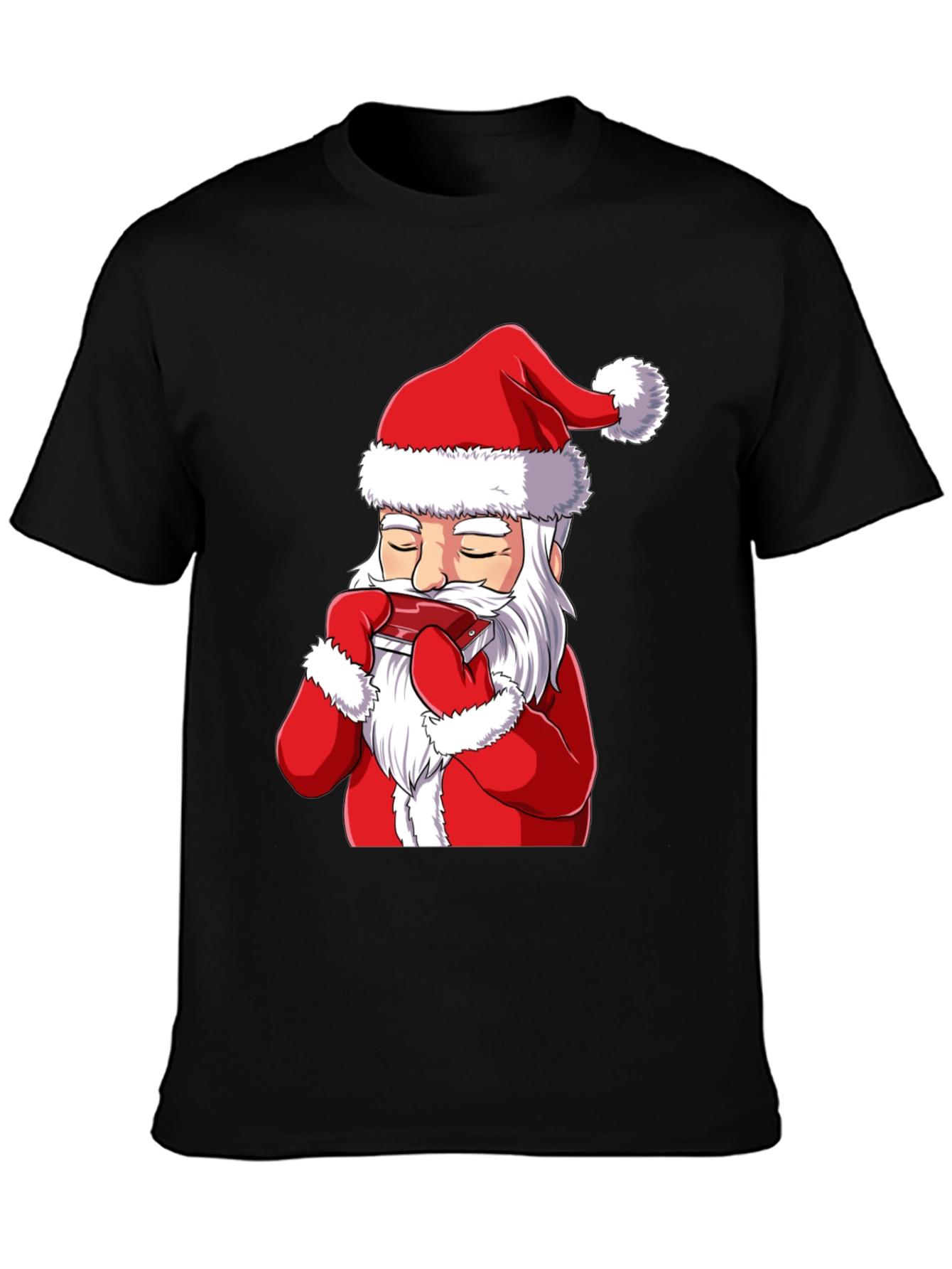 Santa Claus Harmonica Player Graphic T-Shirt