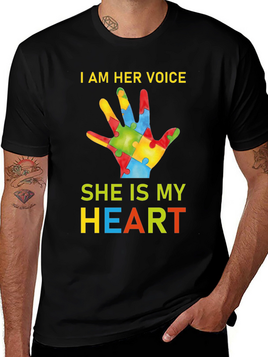 Autism Awareness T-Shirt - I Am Her Voice She Is My Heart