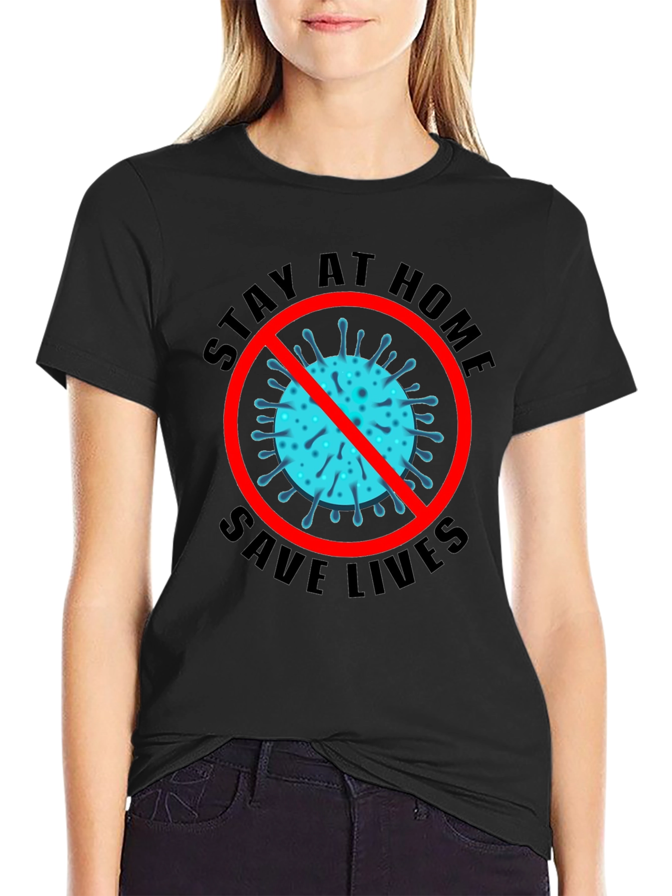 Stay Home Save Lives Black T-Shirt