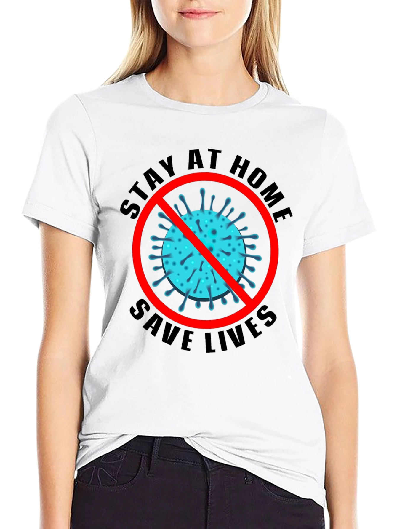 Stay Home Save Lives Black T-Shirt