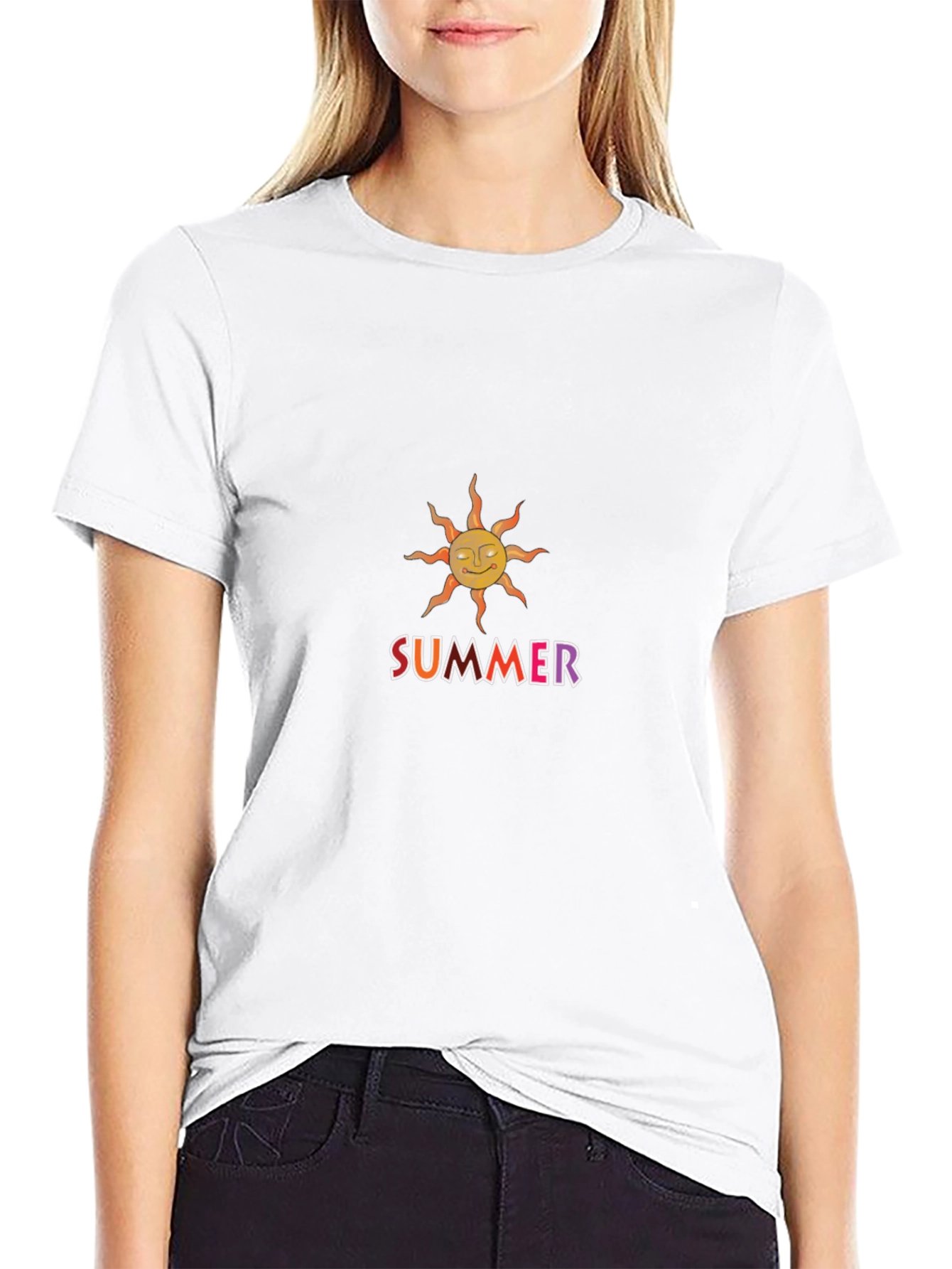 Summer Sun Graphic Tee - Black Cotton Blend