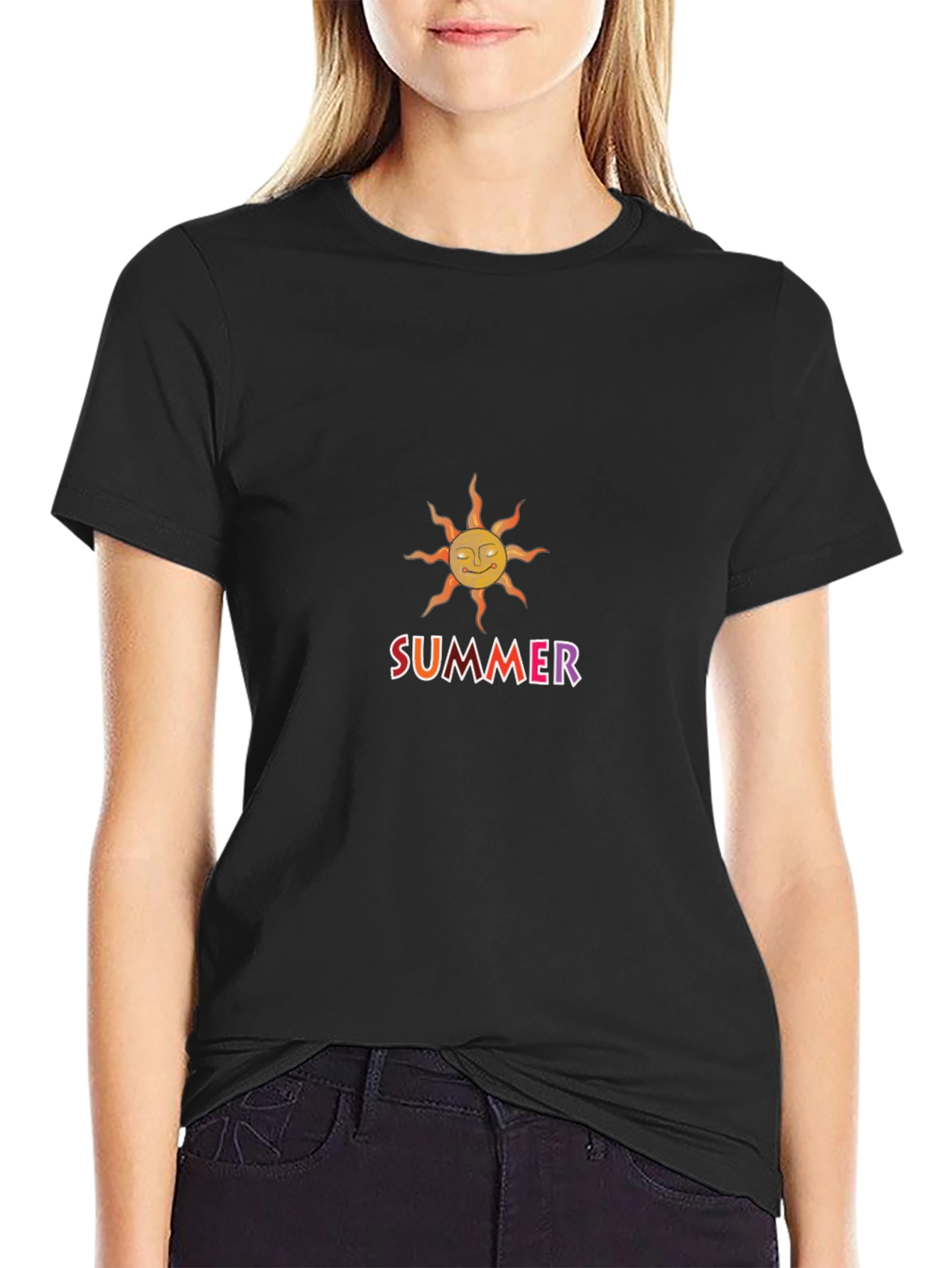 Summer Sun Graphic Tee - Black Cotton Blend