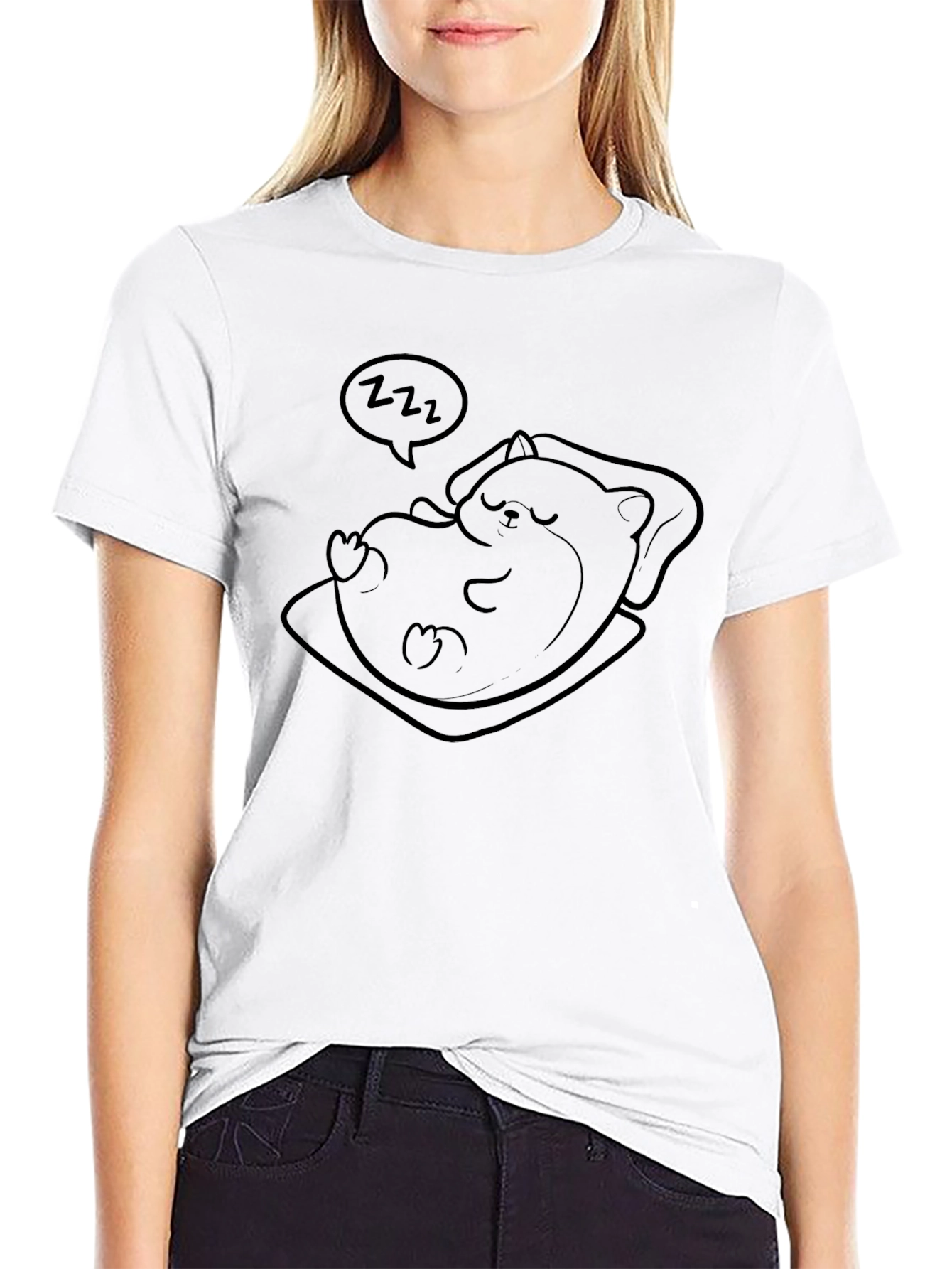 Mens Black Sleepy Hamster Graphic T-Shirt