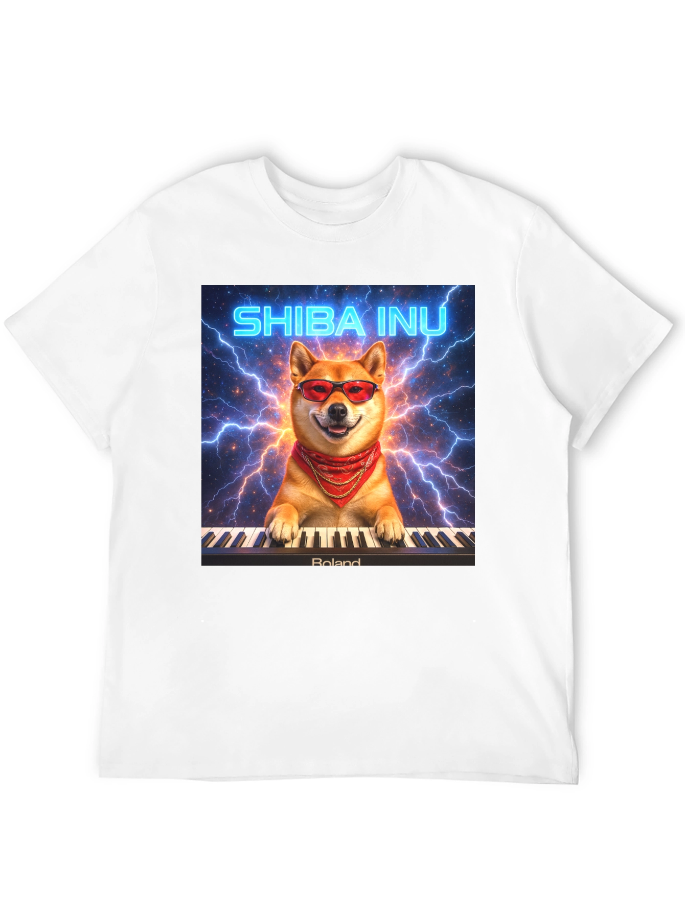 Shiba Inu Pianist T-Shirt - Lightning Style