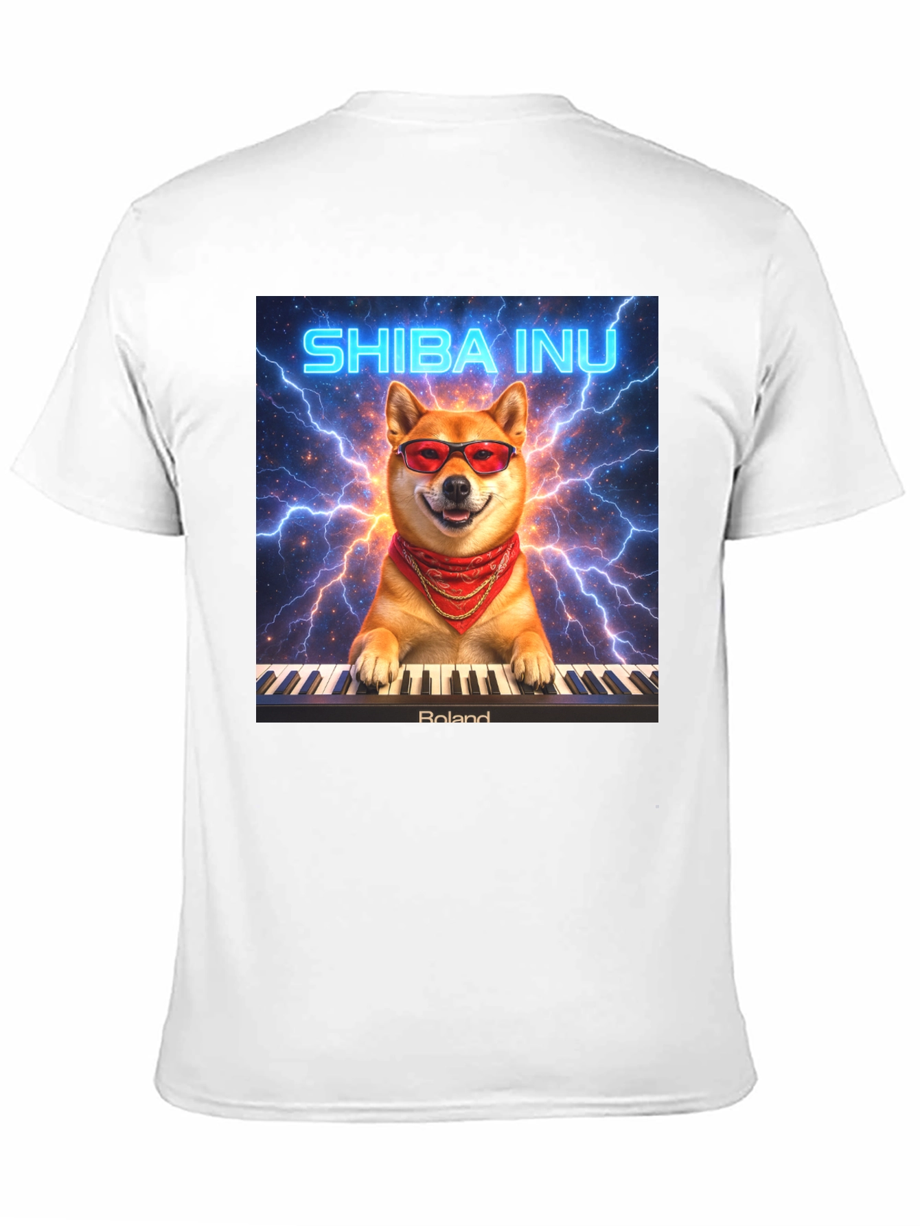 Shiba Inu Pianist T-Shirt - Lightning Style