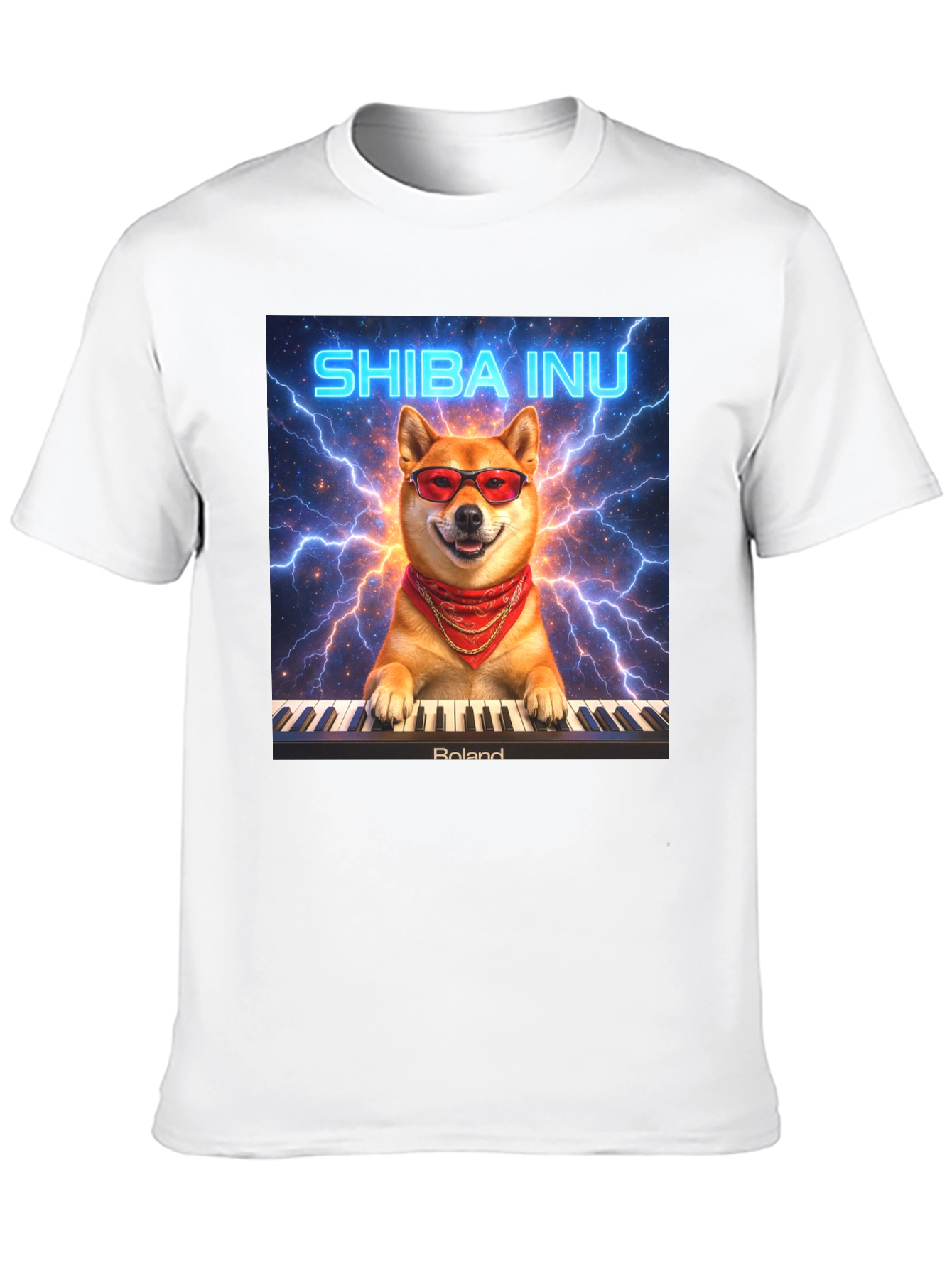 Shiba Inu Pianist T-Shirt - Lightning Style