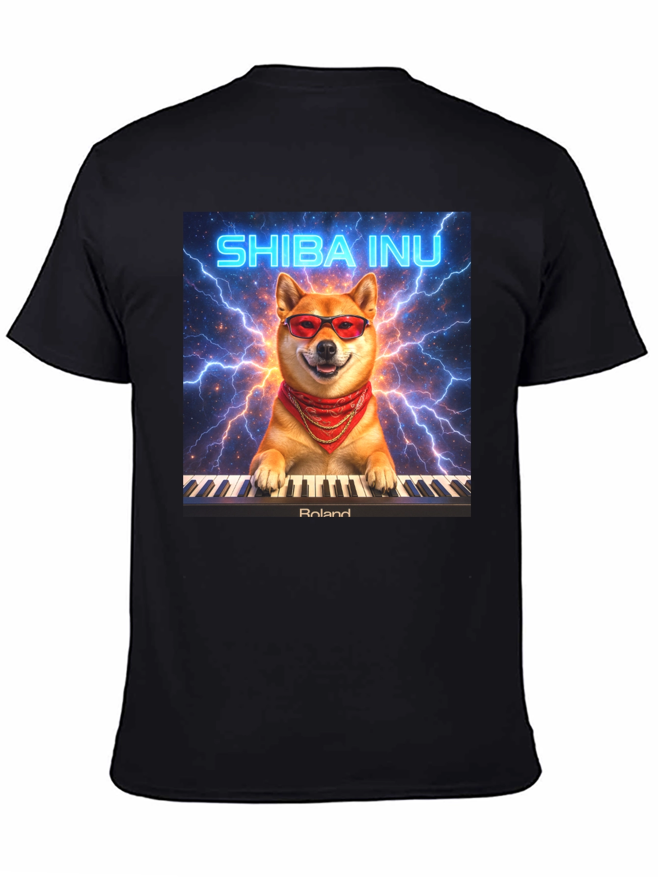 Shiba Inu Pianist T-Shirt - Lightning Style