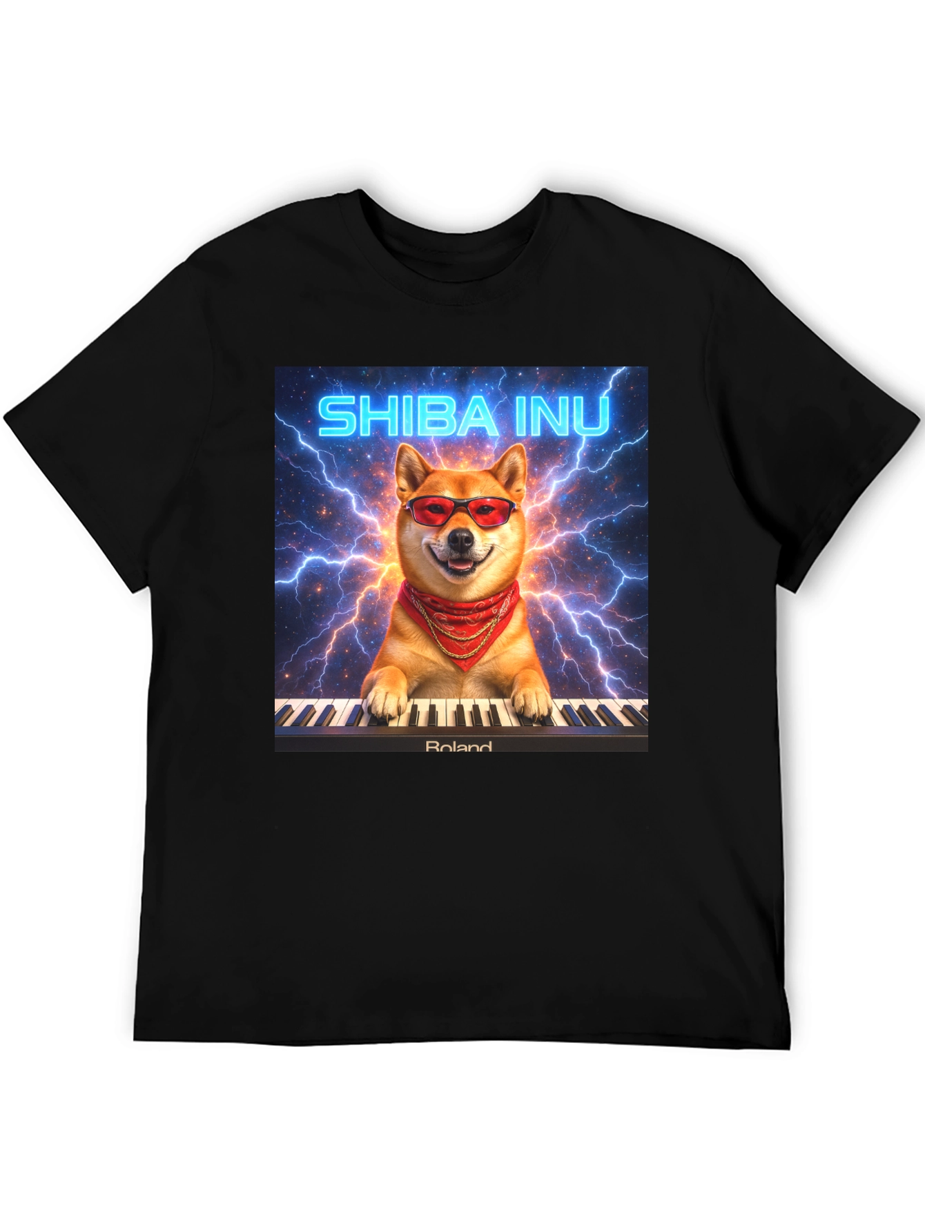 Shiba Inu Pianist T-Shirt - Lightning Style