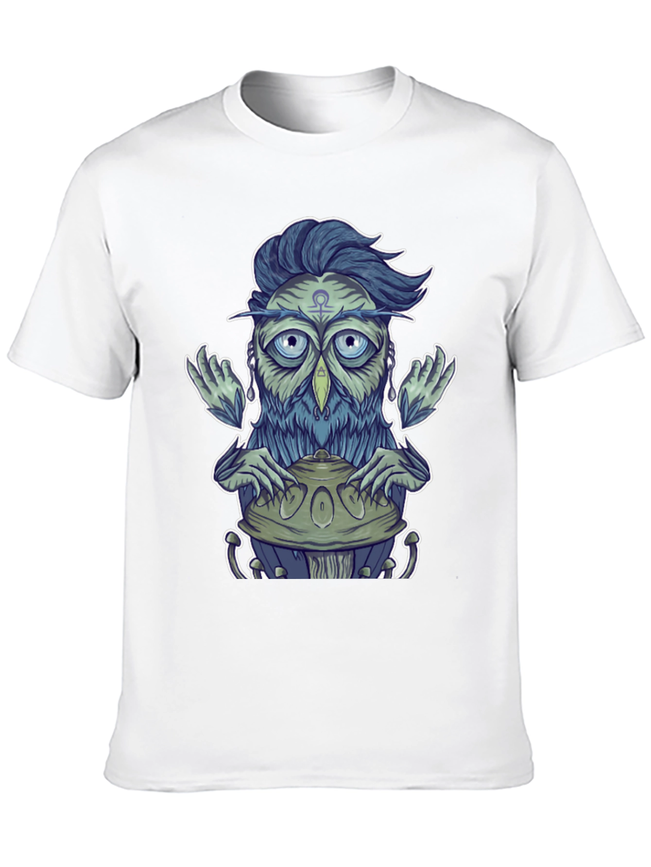 Mystical Owl Musician Graphic Tee - Black