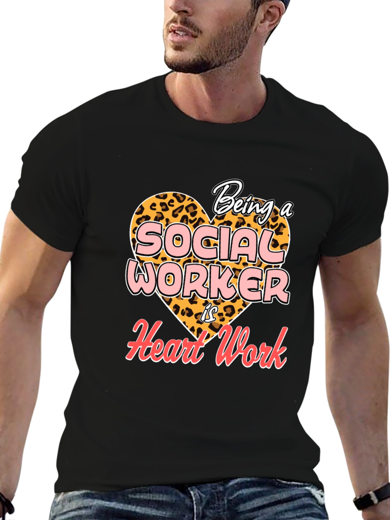 Social Worker Heart Work T-Shirt - Black