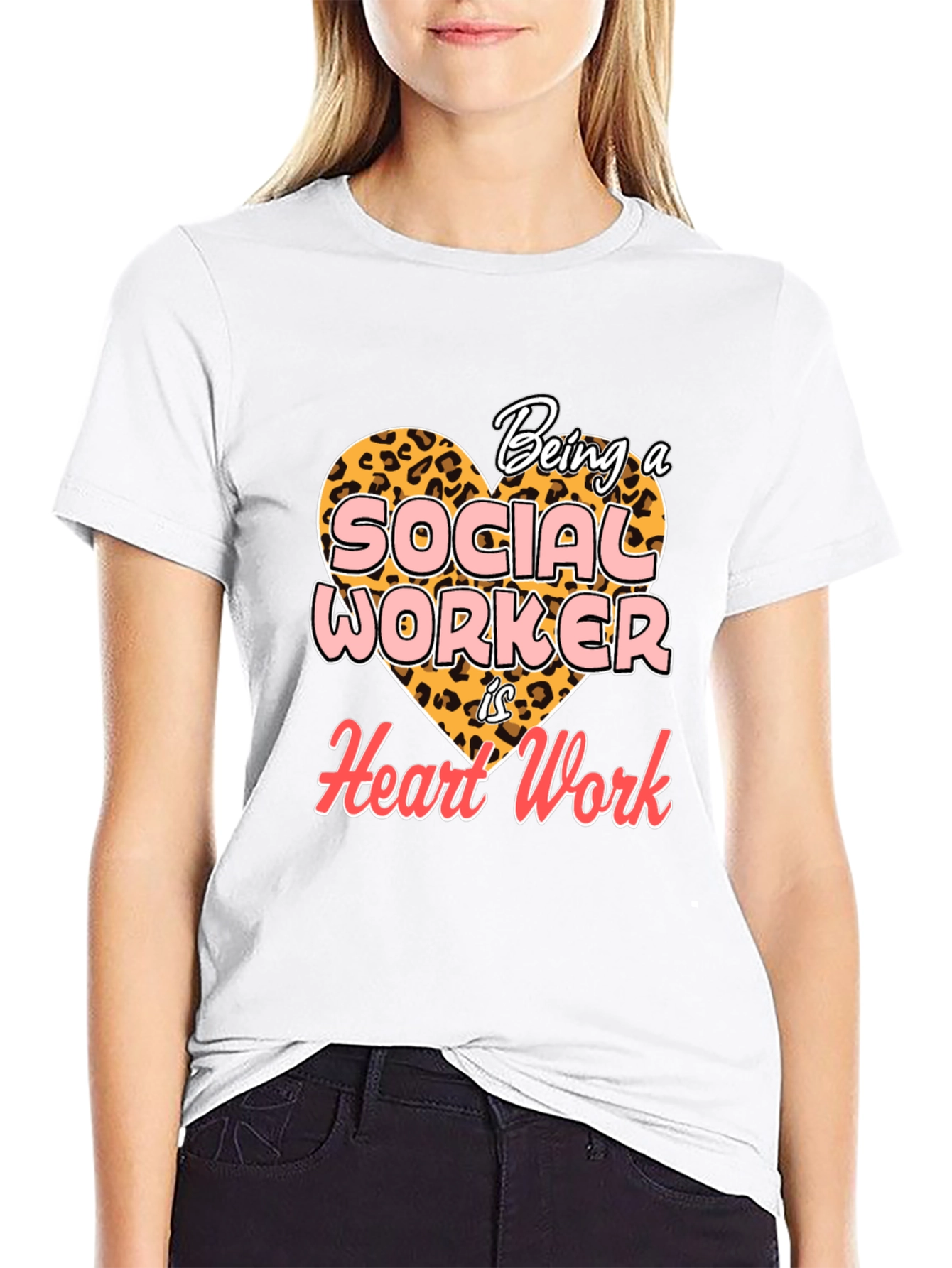 Social Worker Heart Work T-Shirt - Black