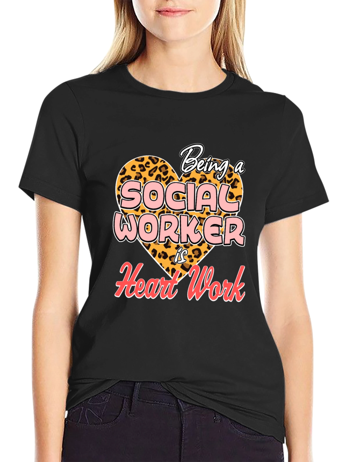 Social Worker Heart Work T-Shirt - Black