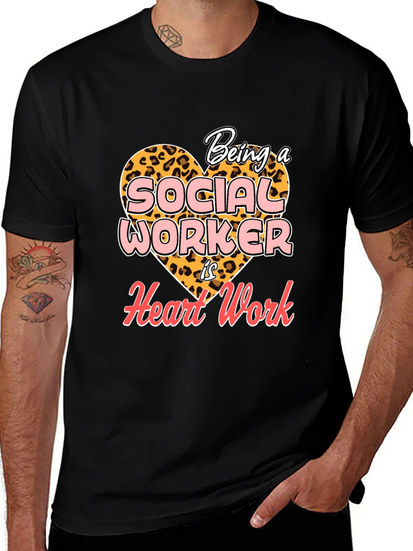 Social Worker Heart Work T-Shirt - Black