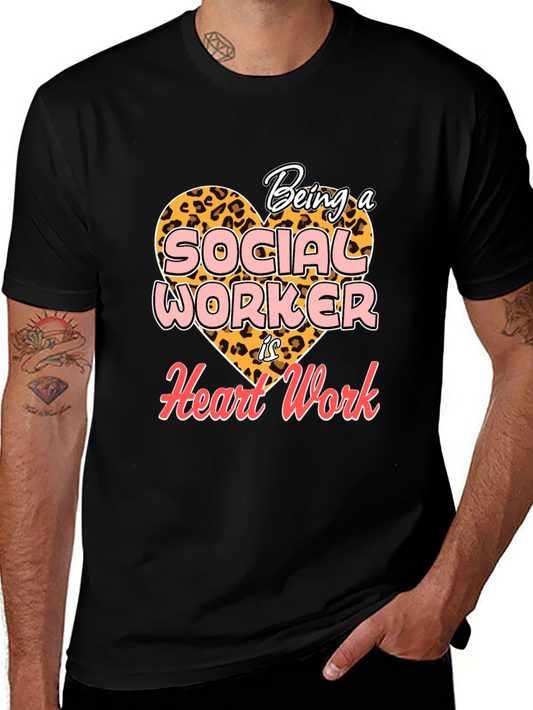 Social Worker Heart Work T-Shirt - Black