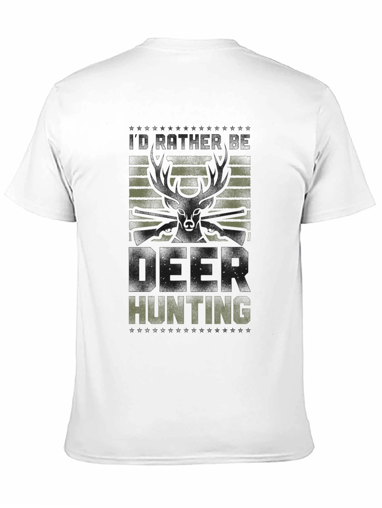 Deer Hunting Graphic Tee - Black Crew Neck