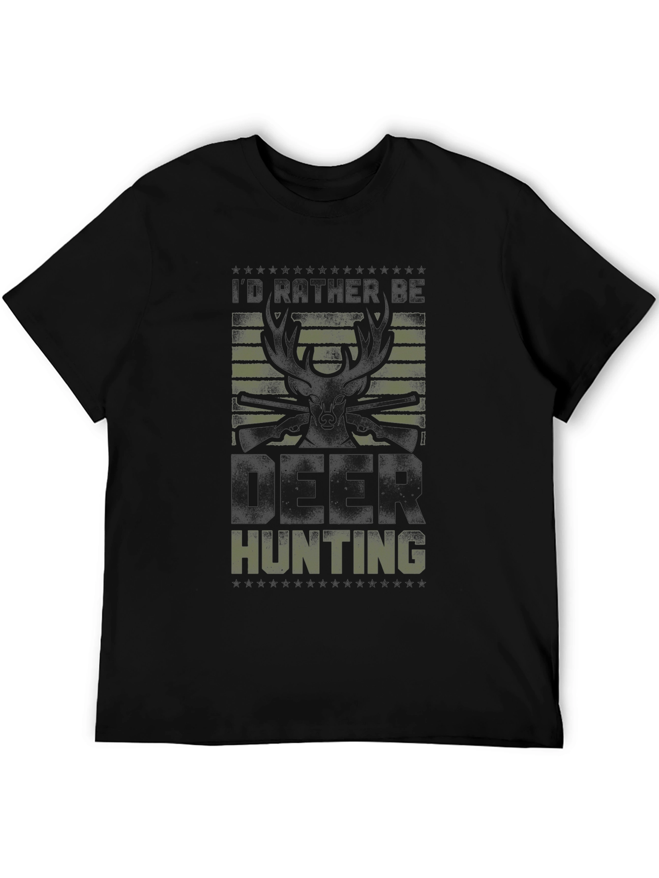 Deer Hunting Graphic Tee - Black Crew Neck