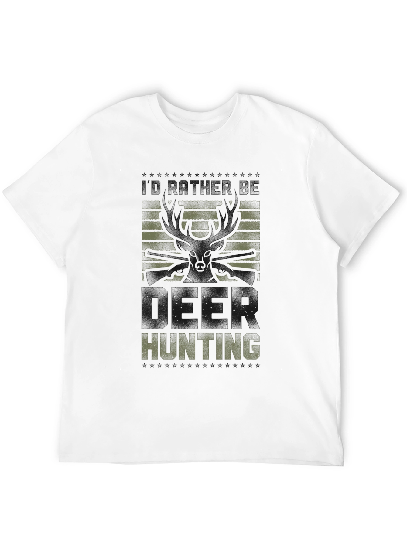 Deer Hunting Graphic Tee - Black Crew Neck