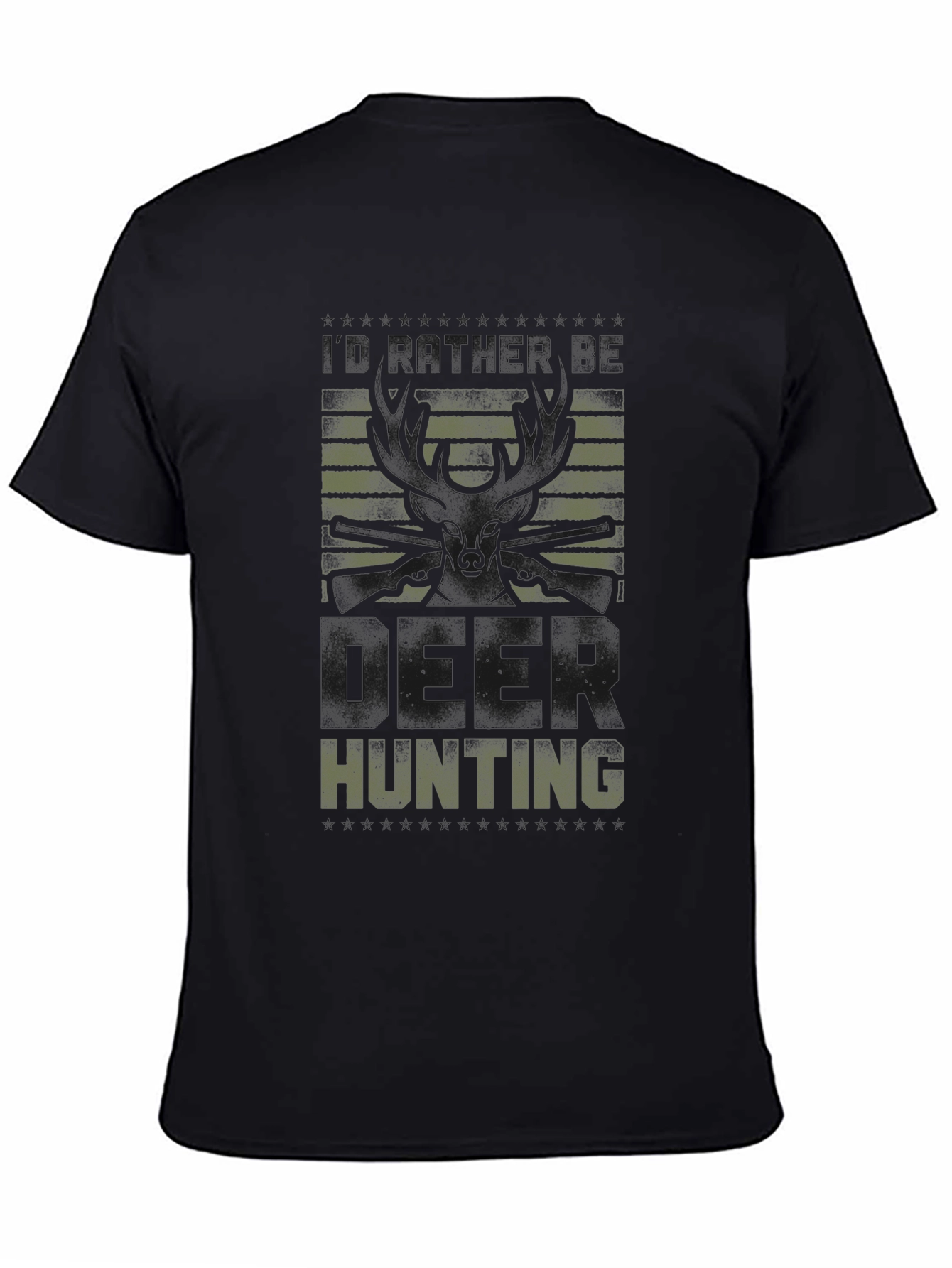 Deer Hunting Graphic Tee - Black Crew Neck