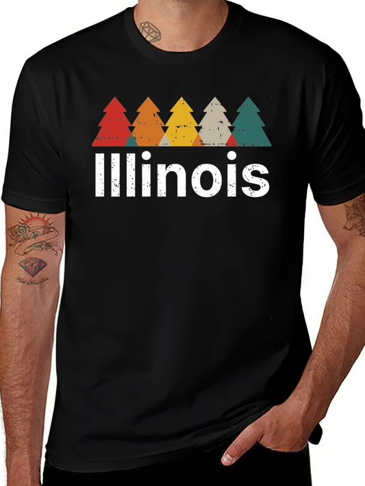 Illinois Retro Tree Graphic T-Shirt
