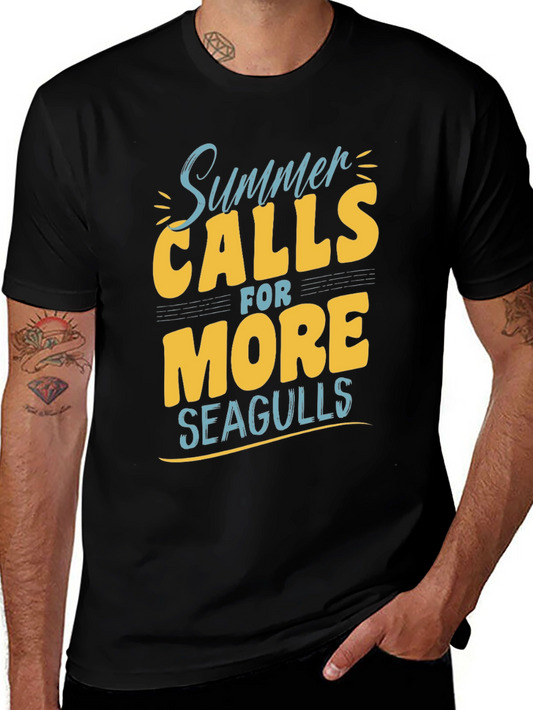 Summer Calls T-Shirt - Seagulls Graphic Print Tee