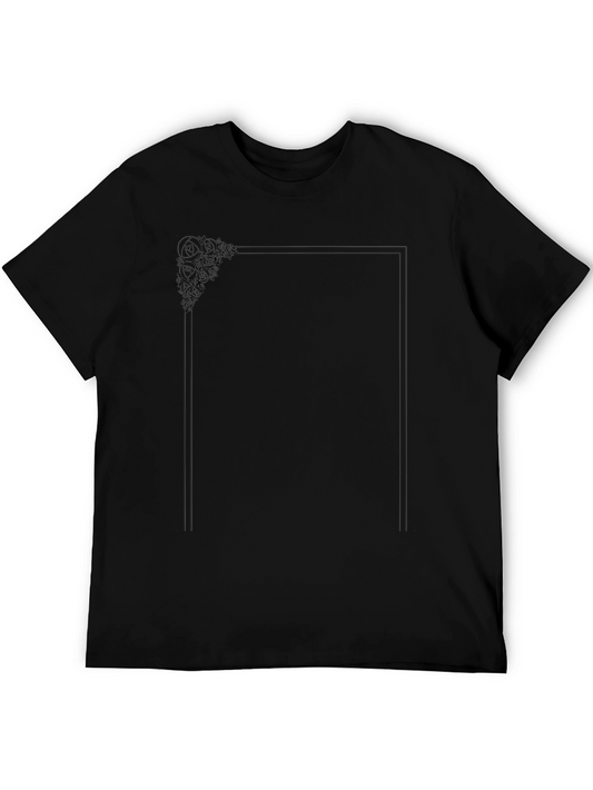 Elegant Framed Floral Tee - Black