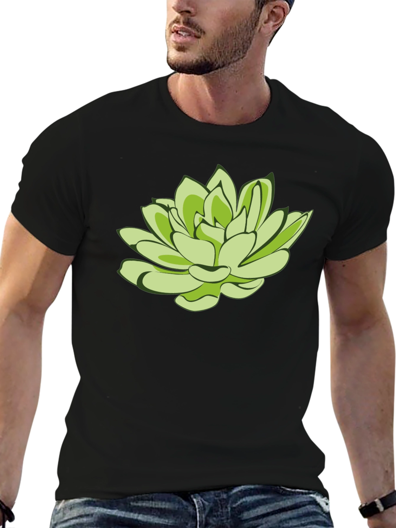 Succulent Graphic Black T-Shirt