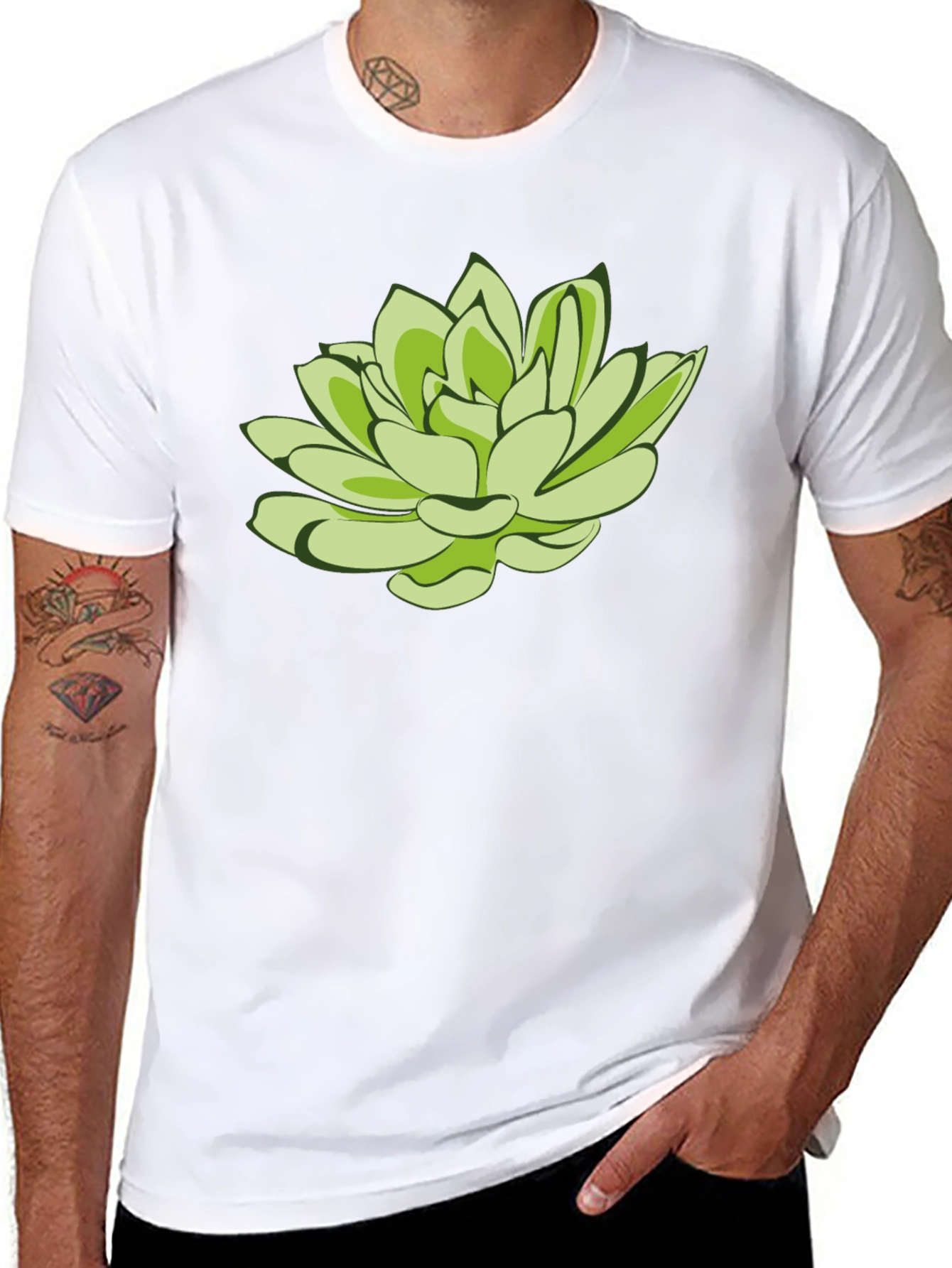 Succulent Graphic Black T-Shirt