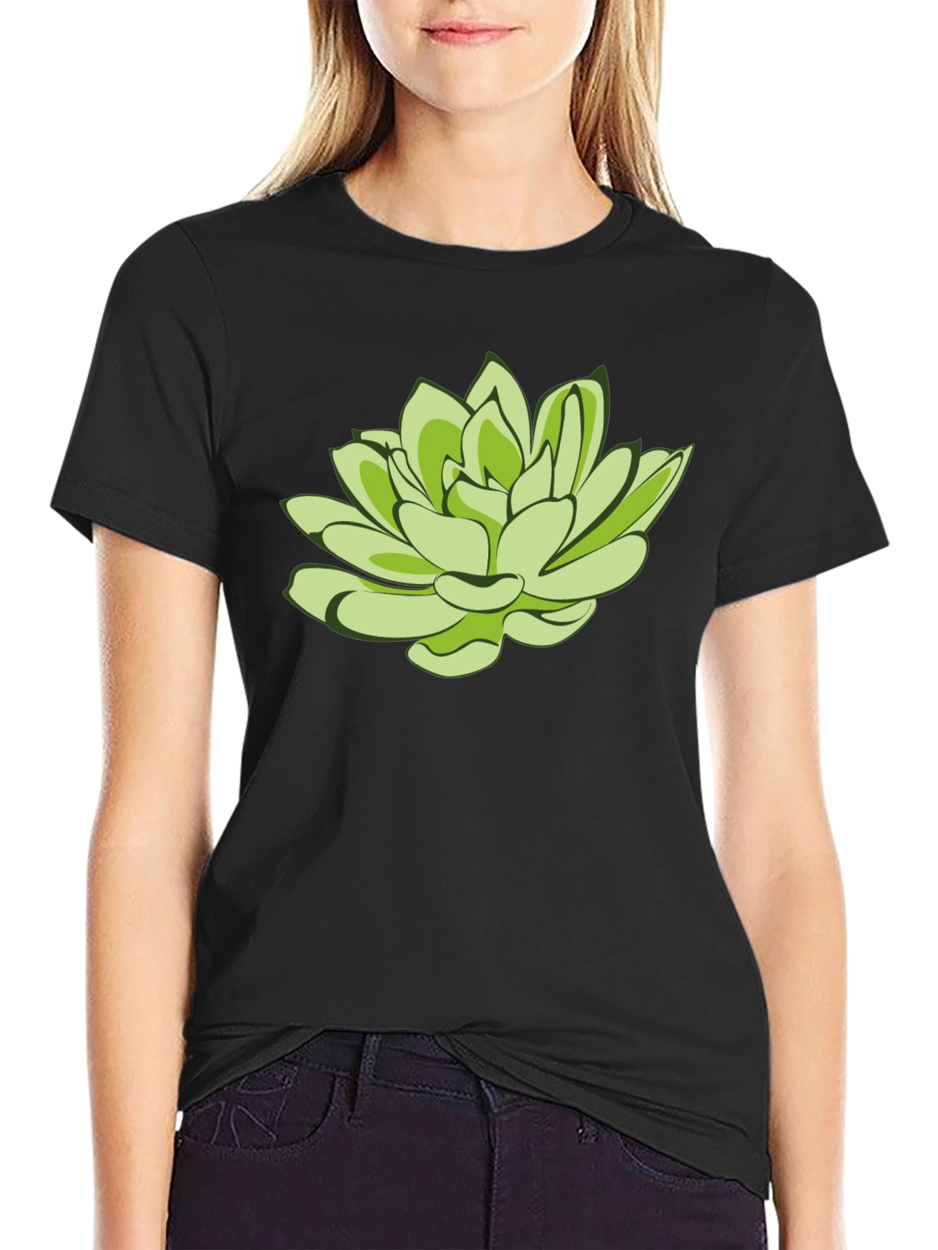 Succulent Graphic Black T-Shirt