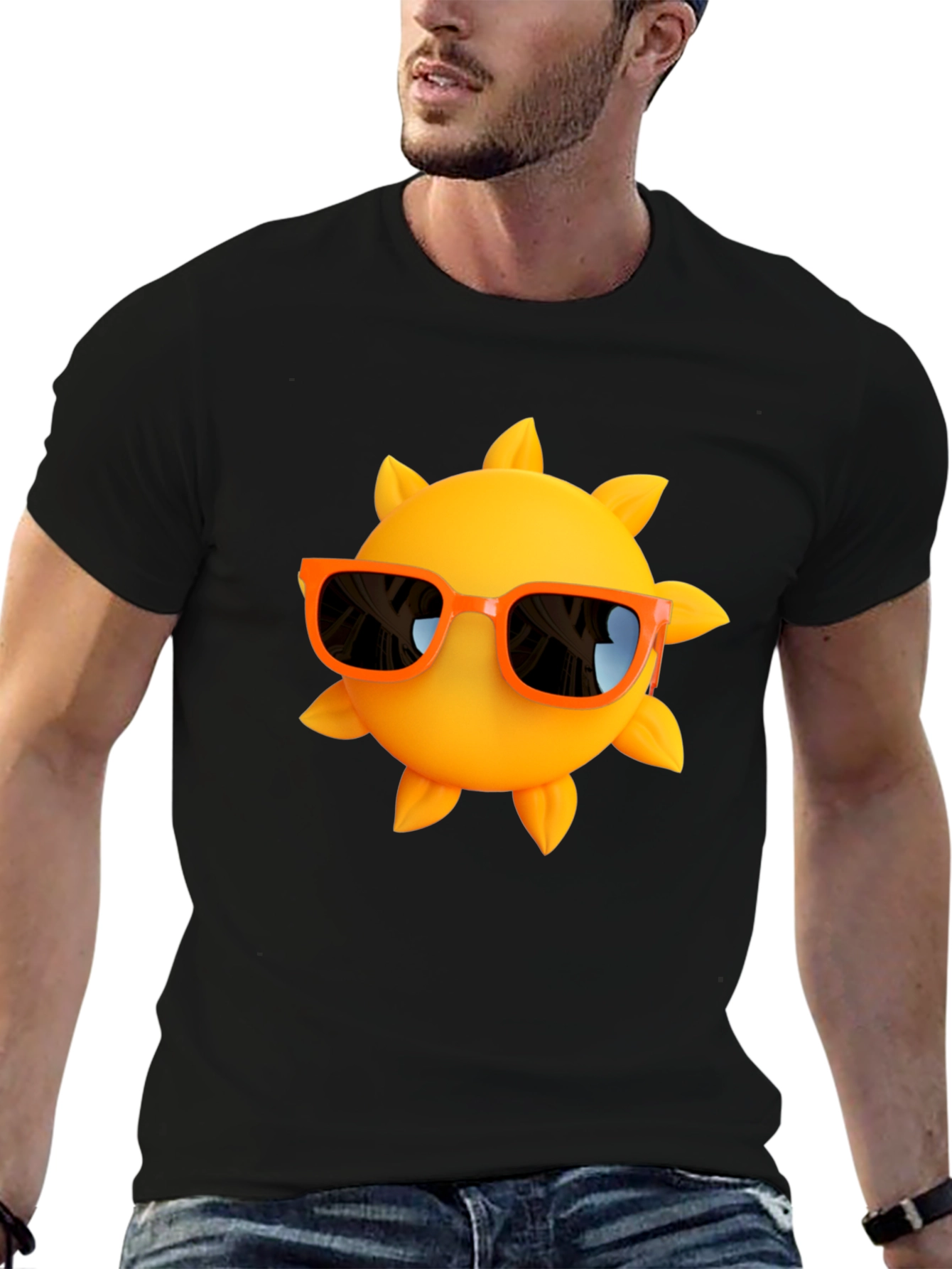 Cool Sun Graphic Tee - Black Cotton T-Shirt
