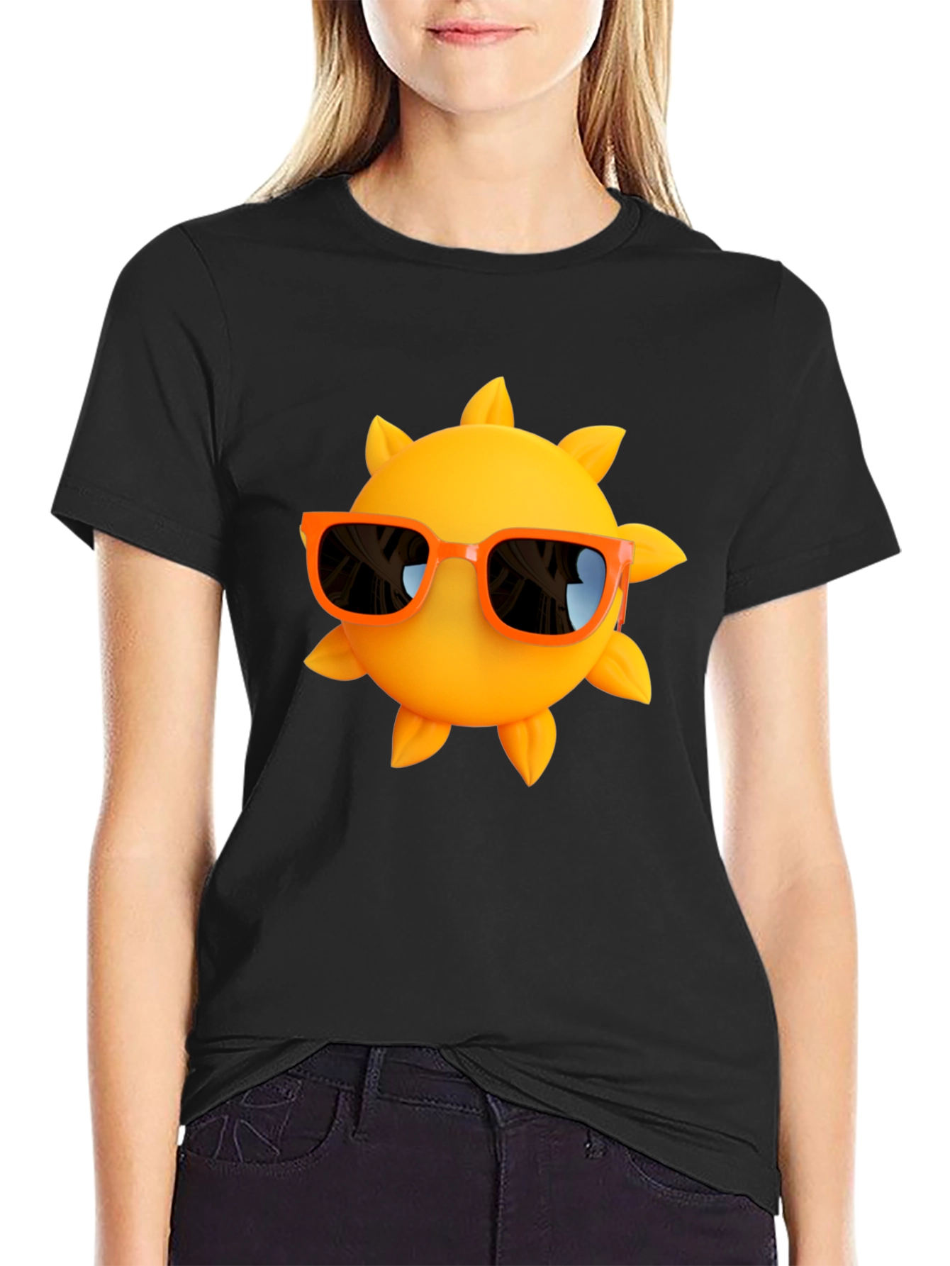 Cool Sun Graphic Tee - Black Cotton T-Shirt