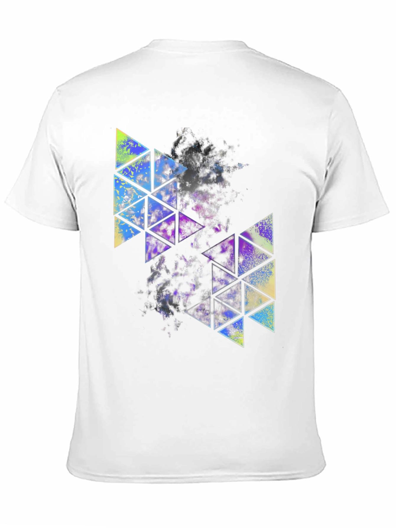 Abstract Geometric Triangle Print Mens Black Tee