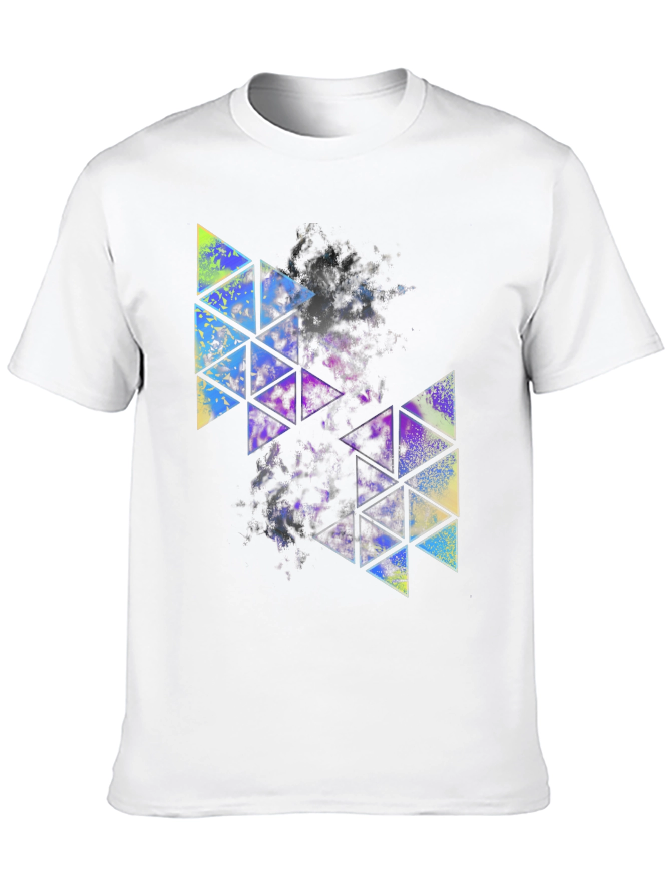Abstract Geometric Triangle Print Mens Black Tee