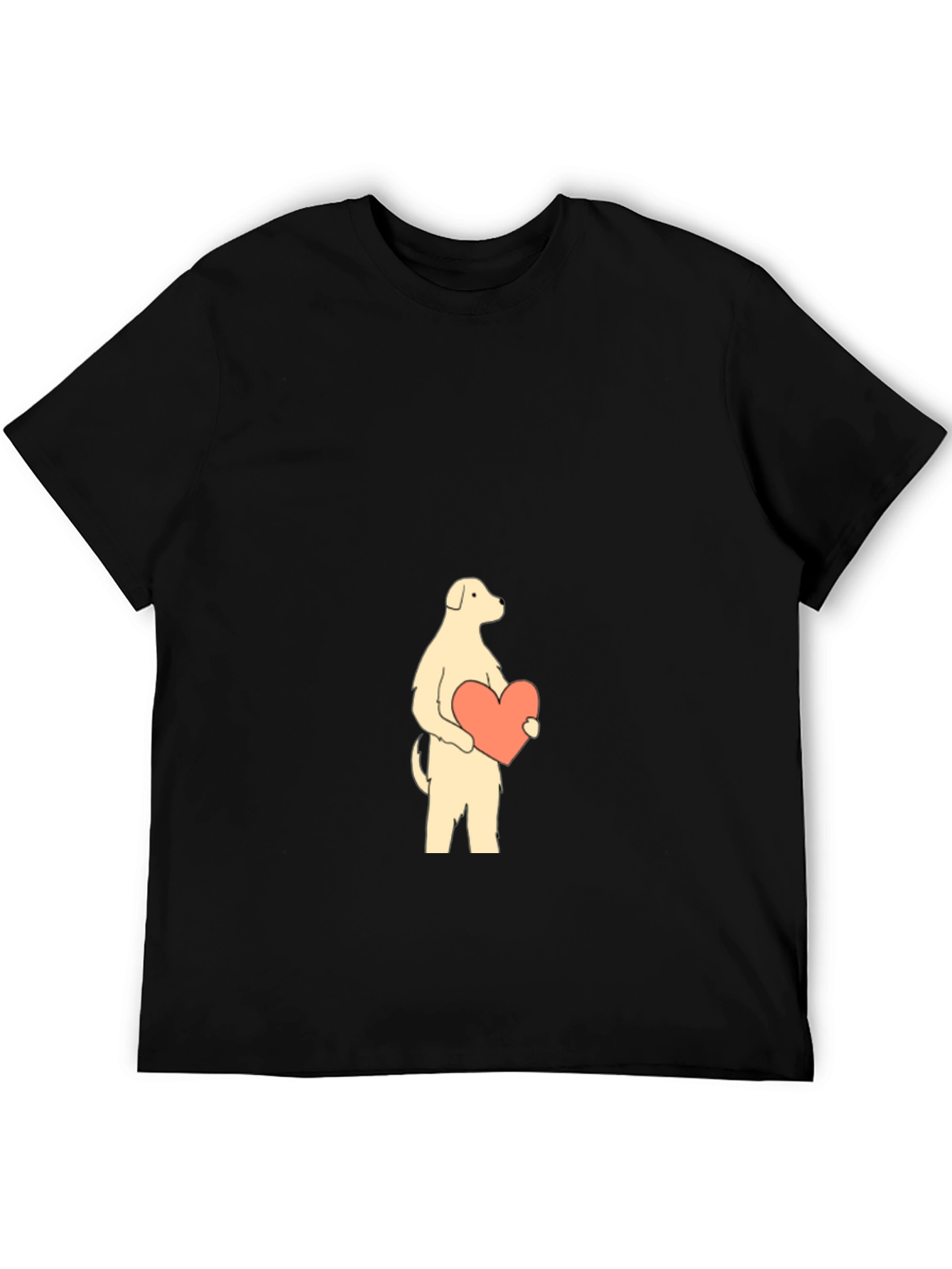 Dog with Heart Graphic Tee - Black Cotton Shirt