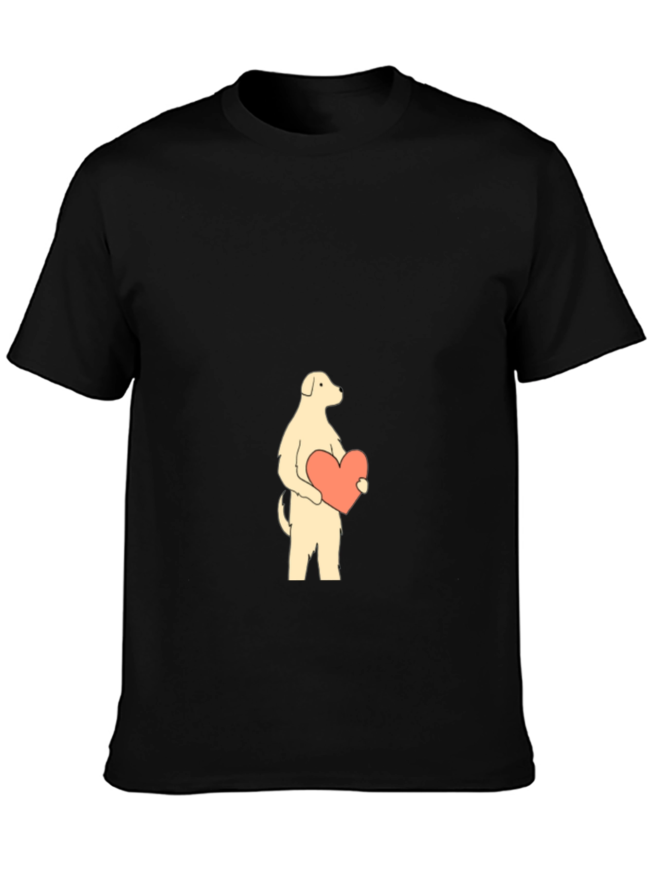 Dog with Heart Graphic Tee - Black Cotton Shirt