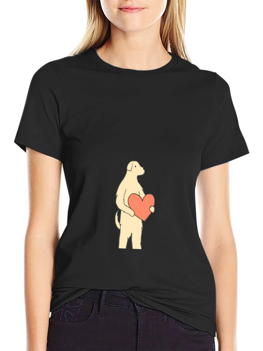 Dog with Heart Graphic Tee - Black Cotton Shirt