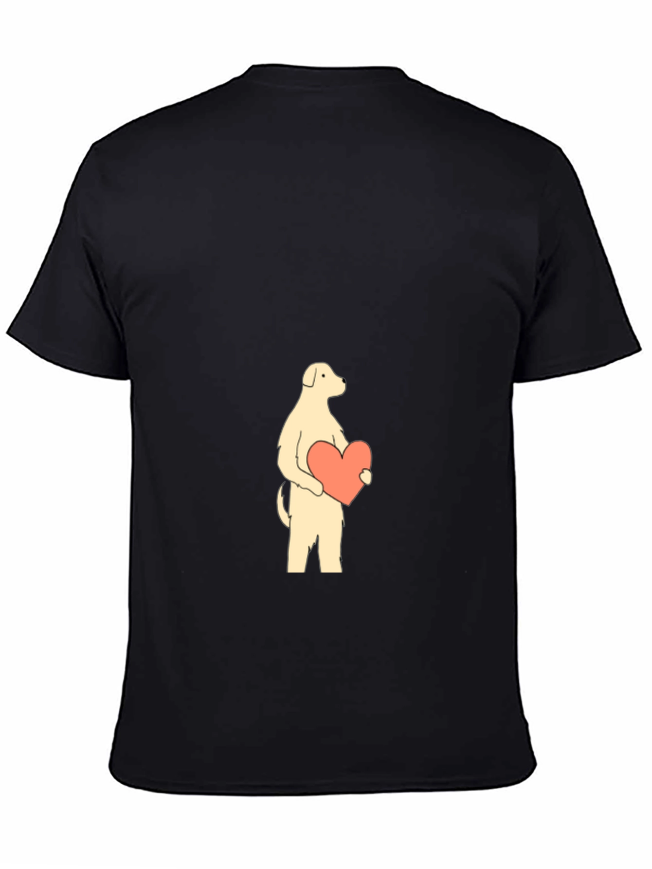 Dog with Heart Graphic Tee - Black Cotton Shirt