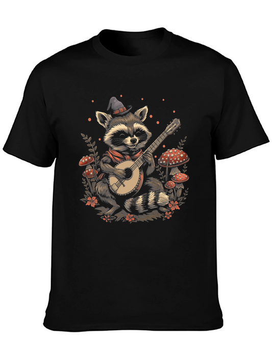 Raccoon Banjo Player T-Shirt - Black