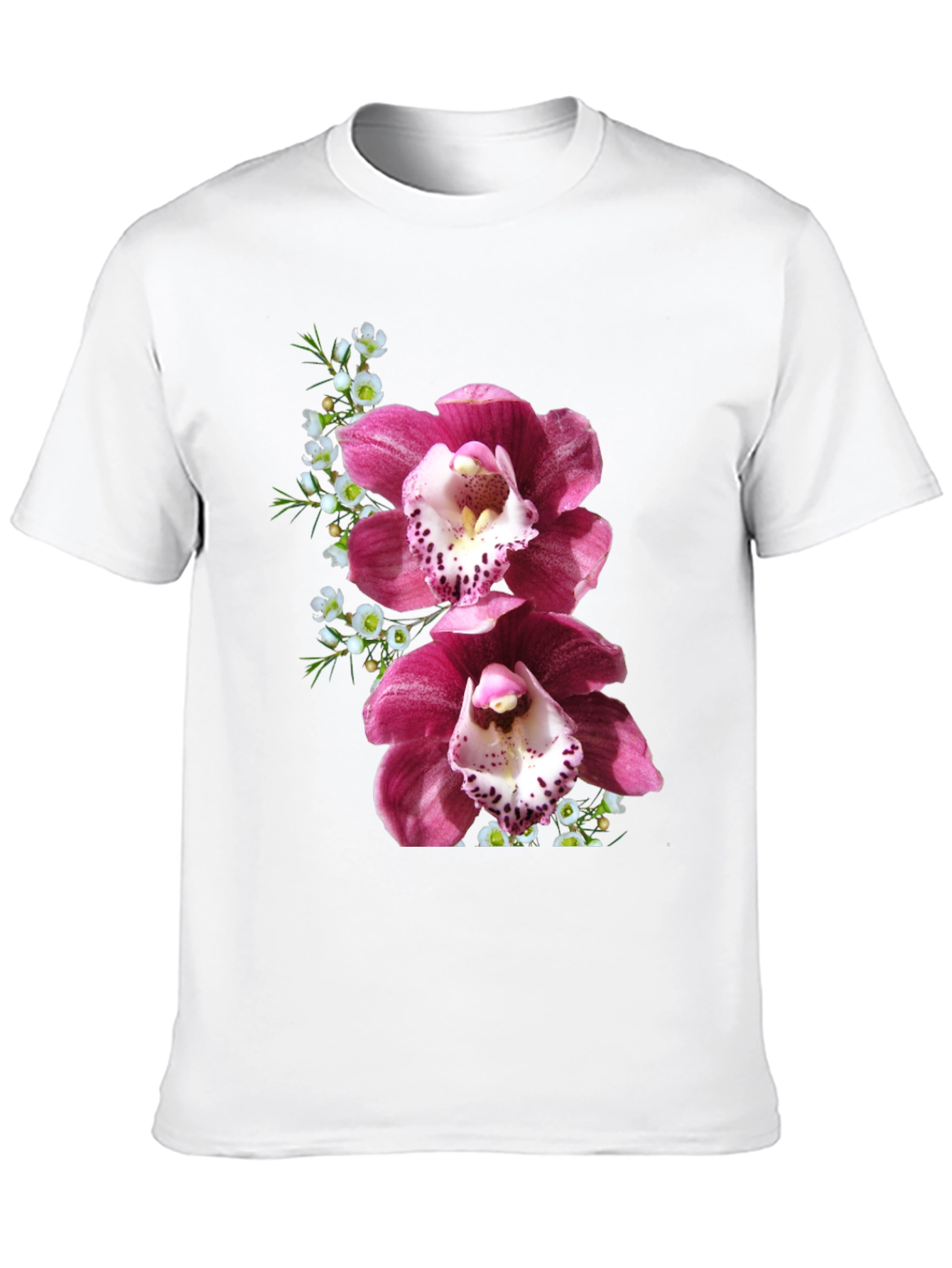Floral Orchid Print Black T-Shirt
