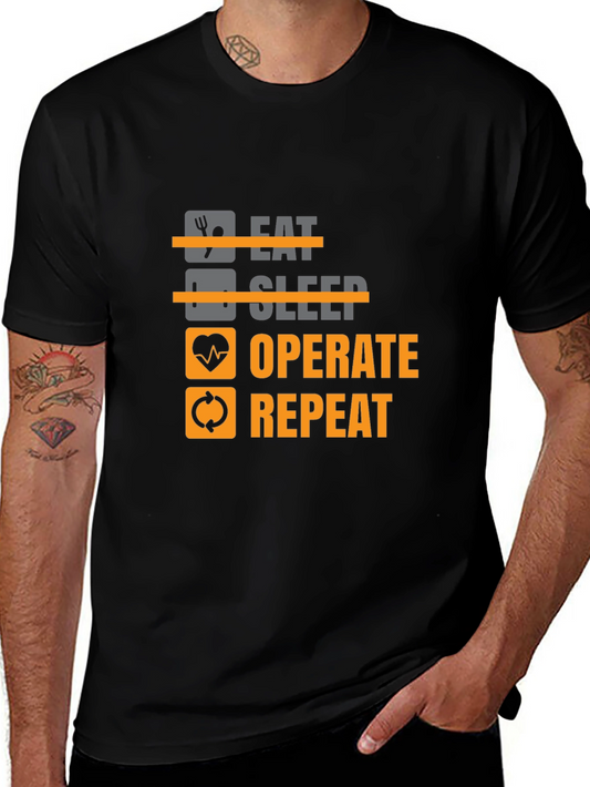 Eat Sleep Operate Repeat Black Graphic Tee