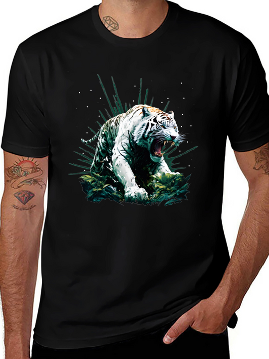 Roaring White Tiger Graphic T-Shirt