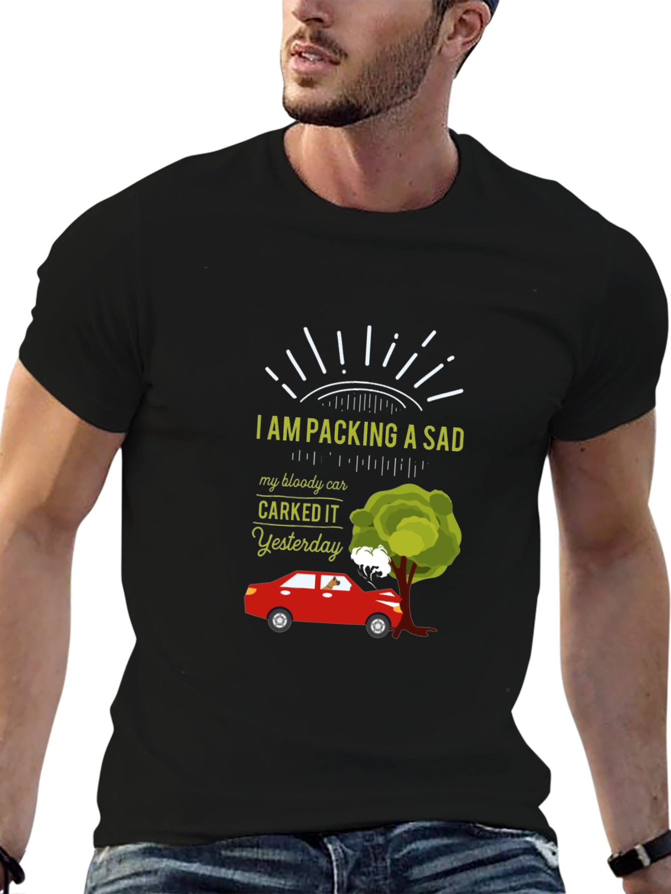 Sad Car T-Shirt - Carked It Yesterday Design