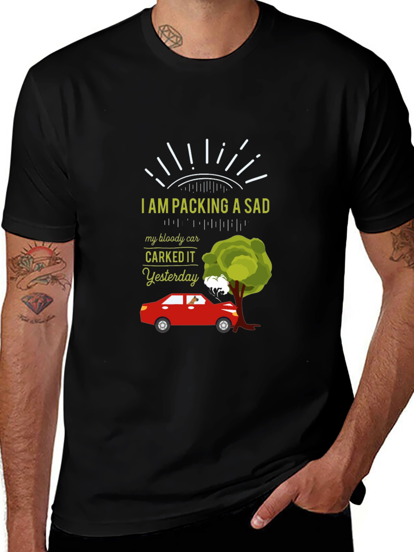 Sad Car T-Shirt - Carked It Yesterday Design