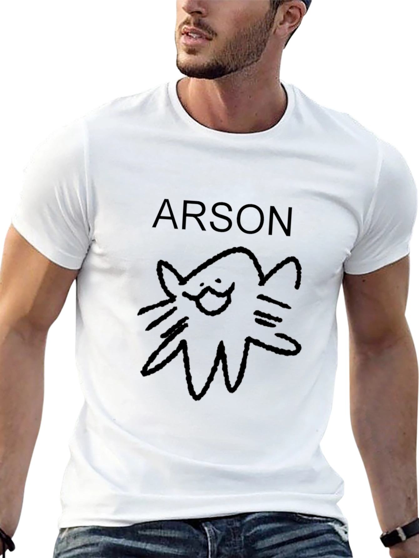 Arson Cat T-Shirt - Black Crew Neck Tee