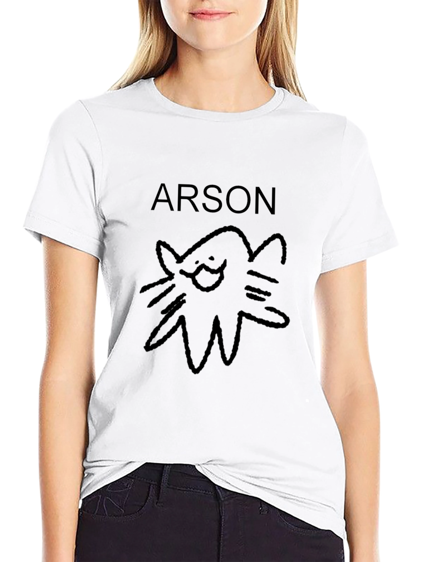 Arson Cat T-Shirt - Black Crew Neck Tee