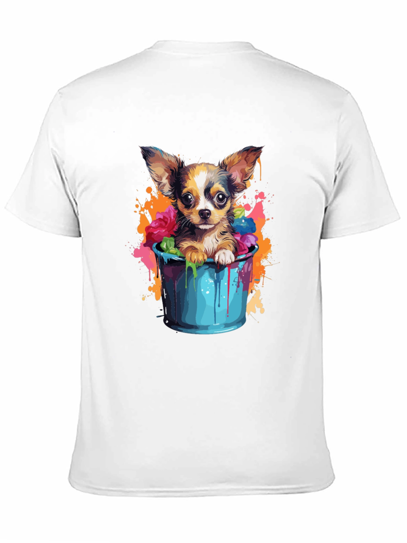 Cute Chihuahua in Bucket Graphic Tee - Black