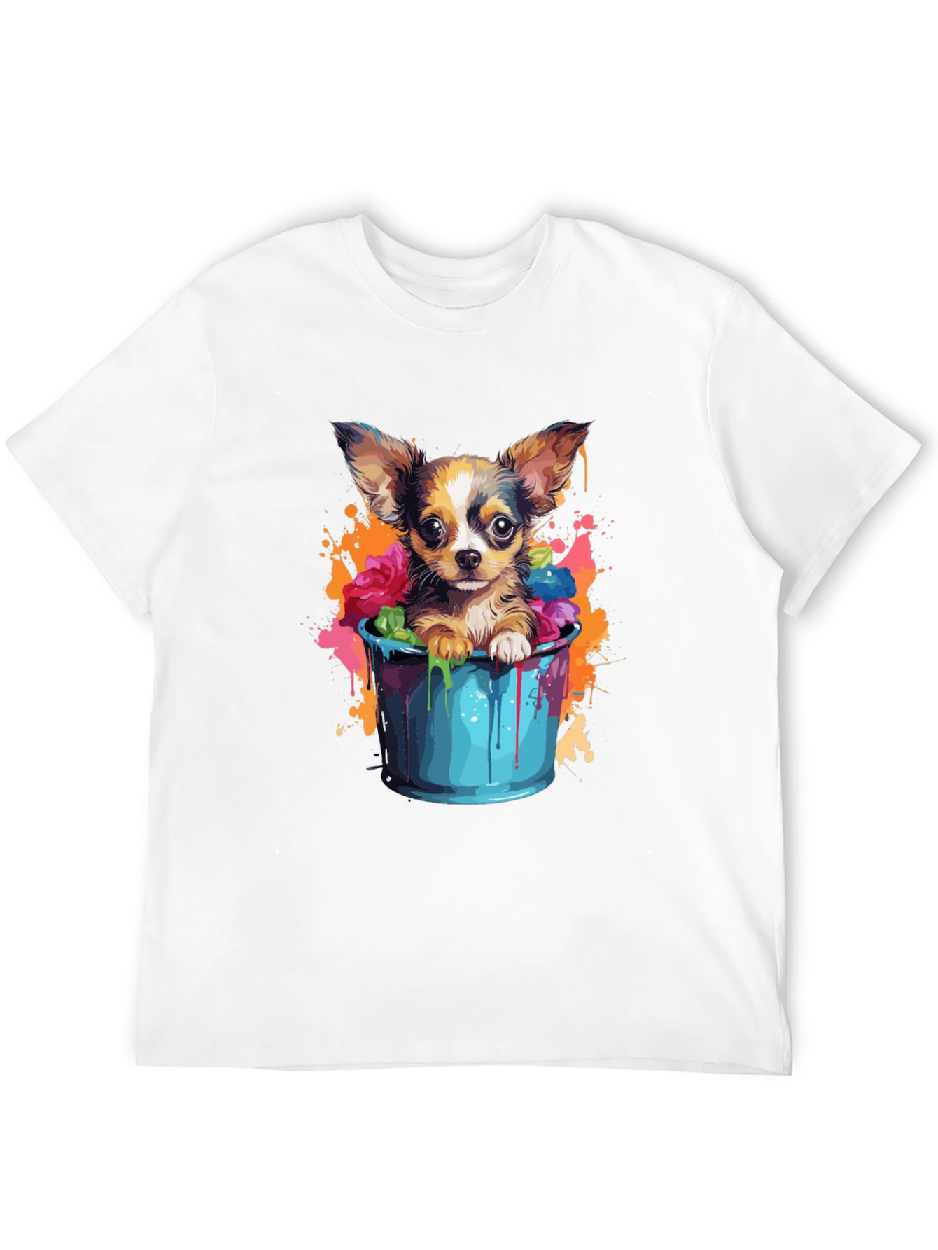 Cute Chihuahua in Bucket Graphic Tee - Black