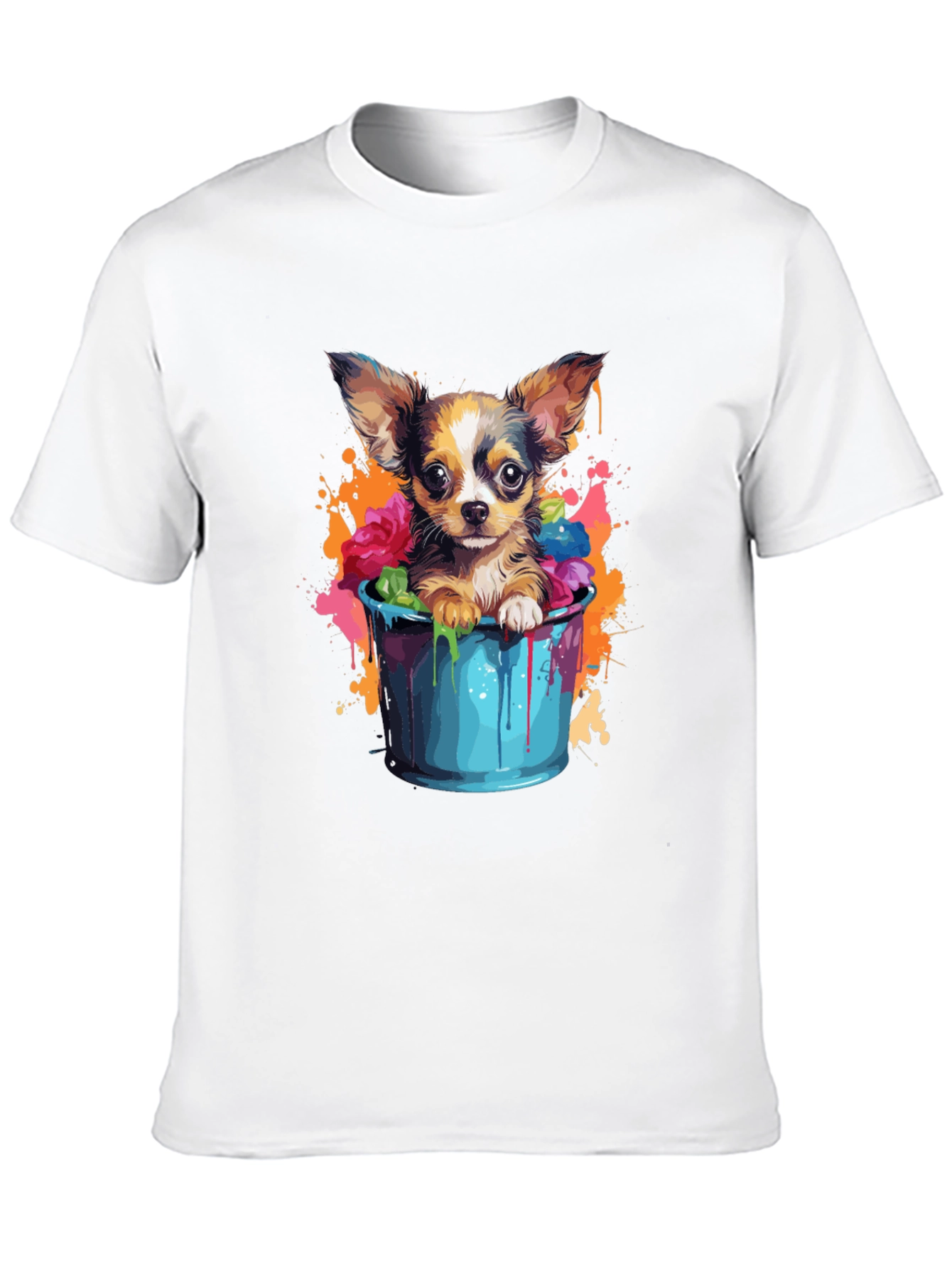 Cute Chihuahua in Bucket Graphic Tee - Black